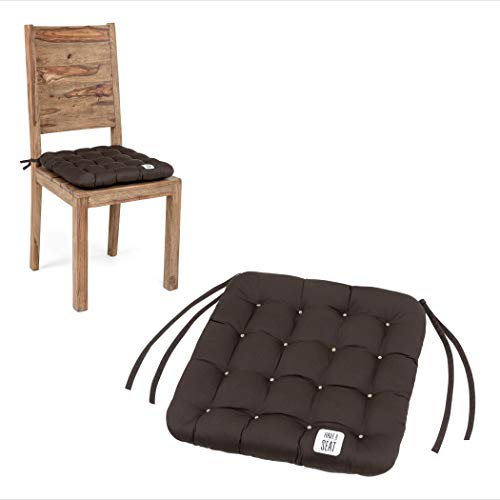 HAVE A SEAT Luxury - Sitzkissen 40x40 cm (4 St.) - bequemes Stuhlkissen, orthopädisch, waschbar bis 95°C, Trockner geeignet, farbecht - Made in Germany - (40x40 cm - 4er Set, Braun)