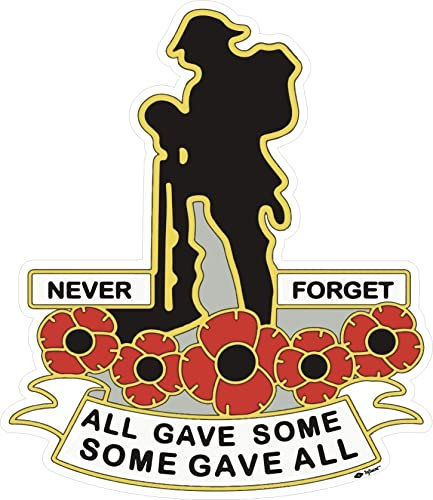 We Remember Soldiers Showing Respect and Gratitude Remembrance Sunday Lest We Forget Remembrance Day Sticker, Mug, Poppy Flower Decal, Car, Window, Fridge, Laptop Sticker (XLarge)