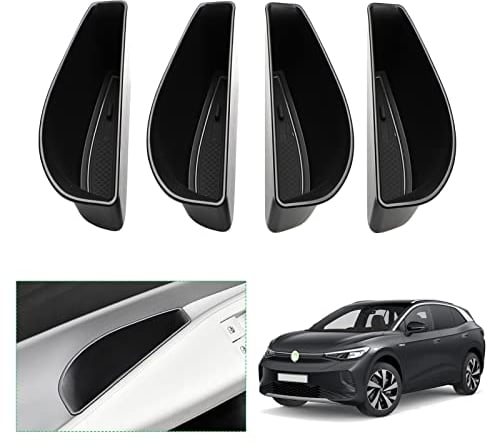 GAFAT V W ID.4 ID.5 2021-2024 2025 Aufbewahrungsbox, ID4 2023 Mittelkonsole Organizer Tray für Türschnalle Armlehne, Kompatibel mit VW ID.4 Zubehör [Ein Satz von 4 Stück] (Schwarz)