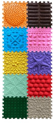 ORTO NATURE Massage Puzzle sensorische Bodenmatte - Orthopädische Spielmatte für Kinder oder als Baby Spielzeug, Puzzlematte Unterlage für den Boden (Morning Miracle)