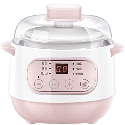 HMTE Electric Stew Pot 1L Ceramic Liner Slowcooker Household -Function Can Be Reserved Stew Slow Cooker,Pink (Pink)