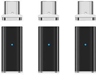 NetDot Gen10 Adaptador USB-C a USB-C de carga rápida magnética compatible con teléfonos inteligentes tipo c (paquete de 3 negro)