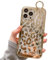 AYABUCO for iPhone 12 Pro Max Case Golden Plating Leopard Wrist Strap Holder and Finger Loop, Soft TPU Adjustable Wrist Strap Loop Kickstand Cute Print Pattern Design Women Girls Protective Cover