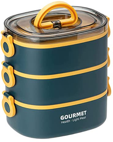 Piarktoy Bento Box Erwachsene Lunchbox Auslaufsicher Stapelbar Bento Box Lunchbox Tragbare Lebensmittelbehälter Aufbewahrungsboxen (Blau)