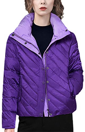 Suwequest Piumino Invernale Da Donna Viola Chiaro Con Colletto Rovesciato Purple L