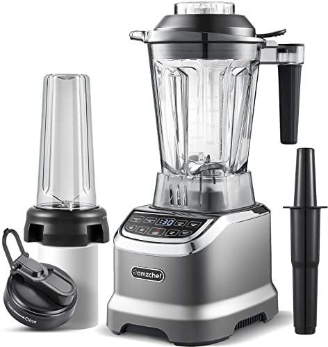 AMZCHEF Batidora de Vaso 2 en 1 - Batidora 2000W Profesional con Panel Inteligente con Pantalla Táctil - Juice Blender de 6 Cuchillas en 3D, La Botella sin BPA de 1,85L y 600ml - EUVV5
