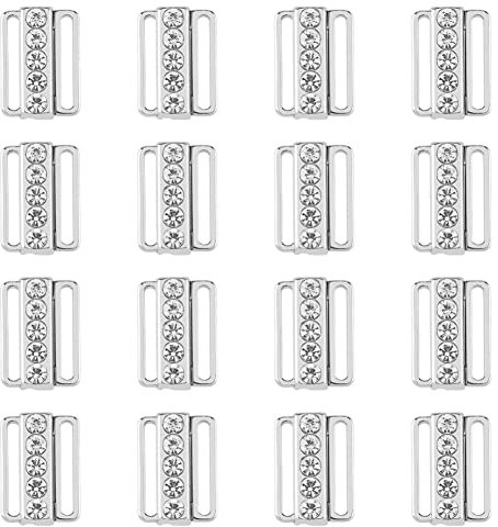 SUPERFINDINGS 16 Set Lega Reggiseno Fibbie 19x13.5mm Cucito su Vestiti Reggiseno Clip Gancio Strass Lingerie Chiusura Frontale per Costume da Bagno Vestiti