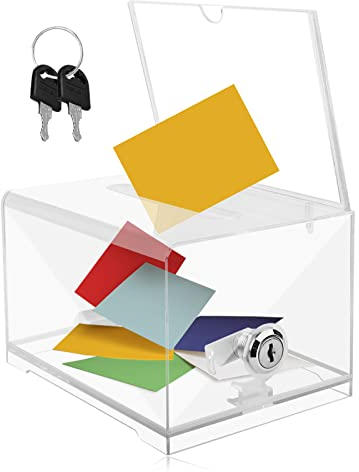 Spendenbox Acrylspendenbox Vorschlagsbox Wahlbox Wahlurne Kummerkasten: Nizirioo Acryl Spendenbox Spardose mit Schlüssel Abschließbar Spendenbox für Kommentare Spenden Stimmzettel Visitenkarten
