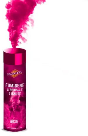 SPARKLERS CLUB Fumigènes a Main 1 MINUTE couleur Rose - Déclenchement à Goupille, durée 60 secondes, couleur à tenir en Main - fumigene Catégorie F1 - LIVRAISON 24/48H