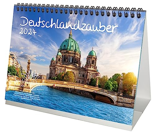 Deutschlandzauber DIN A5 Tischkalender für 2024 Berlin Urlaub Städte Deutschland - Geschenkset Inhalt: 1x Kalender, 1x Weihnachtskarte (insgesamt 2 Teile)