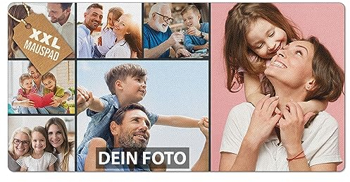PR Print Royal Großes Mousepad mit Foto - Fotocollage mit 7 Fotos selbst gestalten - XXL Mousepad personalisiert, Geschenke für Freund und Gamer | Schreibtischunterlagen, 800 x 400 mm