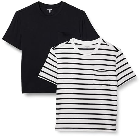 Amazon Essentials Women's Jersey Relaxed-Fit Short-Sleeve Crewneck Pocket T-Shirt, Pack of 2