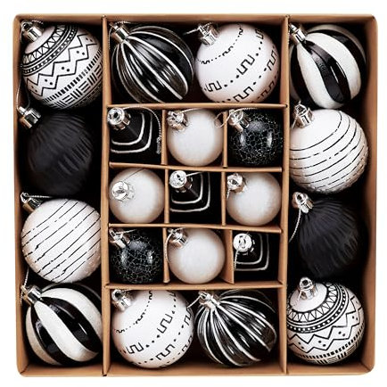 DecorbyHannah Weihnachtsbaumschmuck-Set, 21 Karat, Schwarz und Weiß