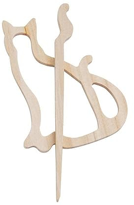 Broche avec motif animal en bois - Fermoir amusant - Pour écharpe, châle, free size