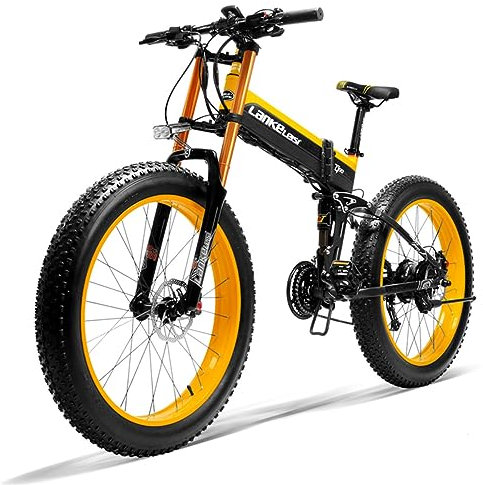 Kinsella XT750 Plus VTT électrique Tout Suspendu, 27 Vitesses, vélo de Montagne Pliant de 26 Pouces, Batterie 48 V 17,5 Ah (Jaune)
