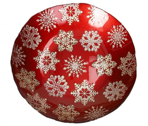 BRANDANI Tafelaufsatz mit Weihnachtssternen, 40 cm, Glas, Rot, Gold, Weihnachtstisch