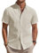 J.VER Men's Short Sleeve Linen Shirts Shrink Free Button Down Loose Fit Solid Shirt Casual Breathable Light Summer Beach Holiday Shirts Tops for Men Adult Khahi 2XL