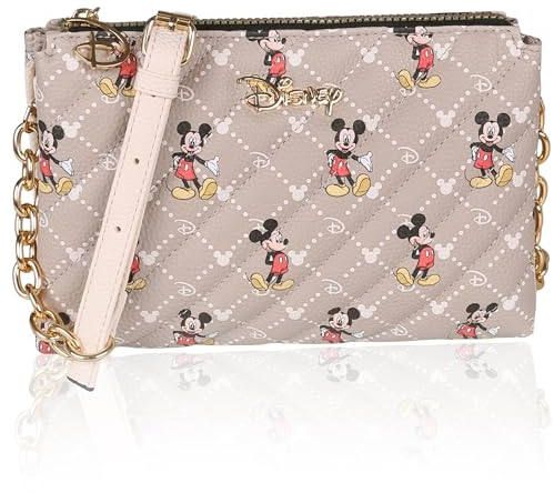 Disney Mickey Mouse Beige Gesteppte Tasche mit goldenem Kettchen 24x15 cm