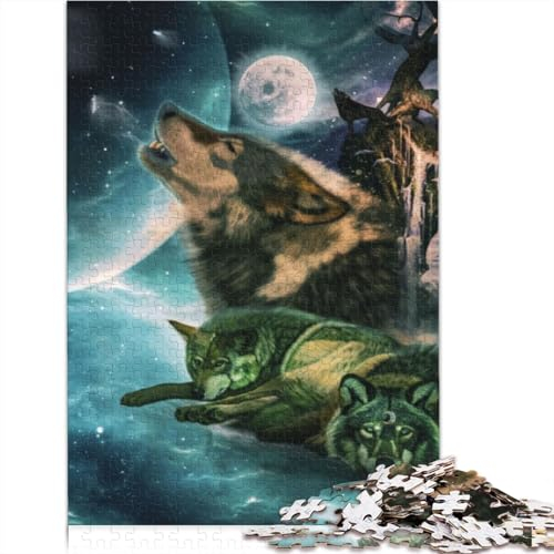 Puzzle Awesome Wolf 1000 Teile Erwachsenenpuzzle Puzzles für Erwachsene Holzpuzzles Erwachsene und 1000 Teile (75x50cm)