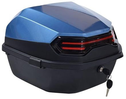 PQPQLI Topcase 32L Motorradkoffer Passend 2 Helme Top Case, Motorrad Daily Tail Box Trunk Carrier Kunststoffkoffer Mit Sicherheitsschloss, Für Roller, Motorrad, Mofa & Quad(Color:Blue)