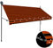 Tidyard Markise Einziehbar Handbetrieben Wasserabweisend Klemmmarkise Balkonmarkise Sonnenschutz Terrasse Balkon Garten Handbetrieben mit LED 300 cm Orange Braun
