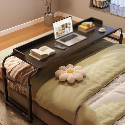 XIAGJAO Table De Lit avec roulettes, Table Roulante Réglable en Hauteur Et en Largeur Table Hauteur Réglable 65-95cm Bureau for Ordinateur Portable for étudier Travailler(Color:Noir)