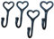Wall Mounted Coat Rack Heart Coat Hanger Hooks x4, Black, Iron Metal, Entryway Closet Room, Bedroom Back of Doors, Clothes, Keys, Hats, Purses, Great Gift idea