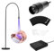 Lmaqfum UV Lash Light for Eyelash Extensions- Curing UV Eyelash Glue, 5W UV Lash Nail Tech Glue Lamp with Foot Pedal Control, Glue Cured in 2-3 Seconds, 10 Eye Patch+Goggles, Adjustable Spot Size
