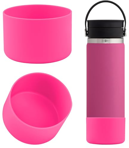 Linkidea 2 Pack Water Bottle Boot Compatible with Hydro Flask Wide Mouth 12oz/14oz/16oz/18oz/20oz, Silicone Bottle Bottom Sleeve Bumper Protector (Pink)