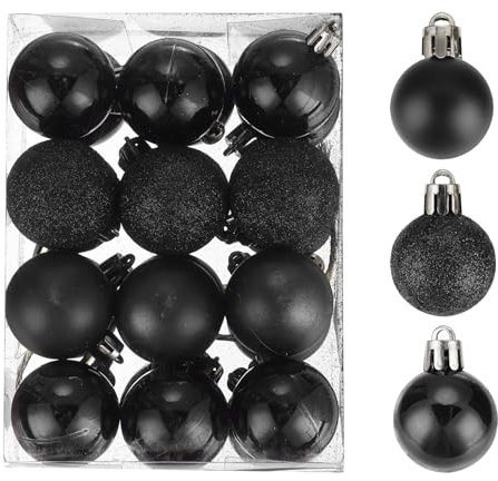 sourcing map Christmas Ball Ornaments Christmas Tree Decorations Balls Black Baubles 1.6/4CM for Party Decoration Wedding Holiday Christmas Decor 24Pcs