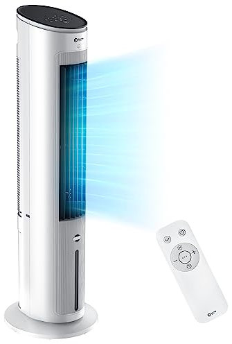 Balter 5-in-1 Ventilator mit Wasserkühlung - Luftkühler & Luftreiniger, Luftbefeuchter - Turmventilator mit Wasserkühlung Timer - leise - 5 L Wassertank
