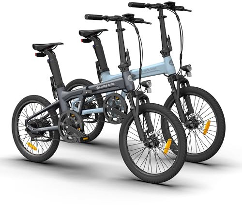 ADO E-Bike 2 × Air 20S E-Fahrrad Faltbar, klapprad Riemenantrieb,City Bike, 1 Gang, Hintermotor, ebike Damen/Herren,StVZO,ADO Smart APP,3,5-Zoll-IPS-Display (Gray+Blue)