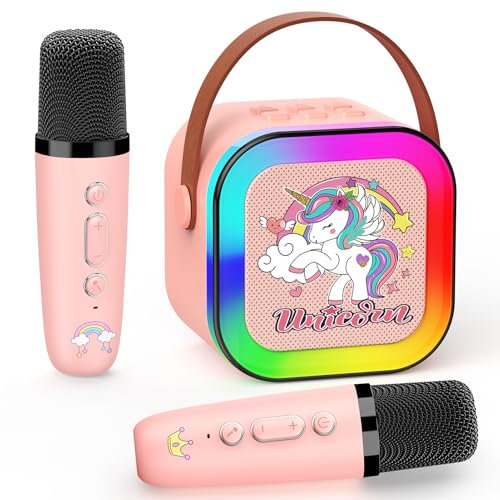 Dromlag Karaoke Enfant, Licorne Fille Cadeau Noel Enfant Jouet Enfant 3-12 Ans Micro Karaoke Cadeau Fille 4-12 Ans Karaoke Adulte Jouet Fille 3-12 Ans Microphone Karaoke
