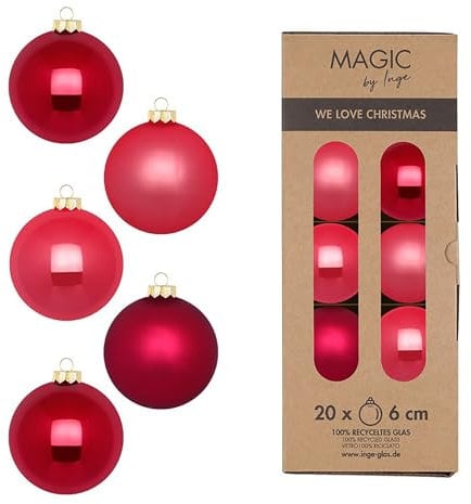 Weihnachtskugeln Glas 6cm 20 Stück - matt & glänzend - Christbaumkugeln Weihnachtsbaumkugeln für Weihnachten - Christbaumschmuck & Weihnachtsbaumschmuck Beere Rosa Mix - Gentle Pink