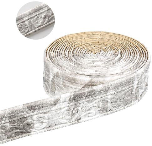 ACESOME Tapetenbordüre Selbstklebend, Wandbordüre Bordüre Selbstklebend,10m x 8cm x 8mm Wasserdicht Bordüre 3D, Bordüre Tapete Tapetenbordüre Deckenleisten für Flur, Decke, Ecke, Linie (Marmorgrau)