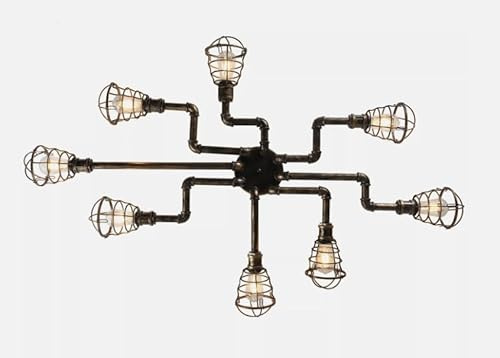 SAUADY Deckenleuchte Wasserrohr Vintage Deckenlampe Retro Industrial Lampe 8-flammig für Bars Cafés Restaurants
