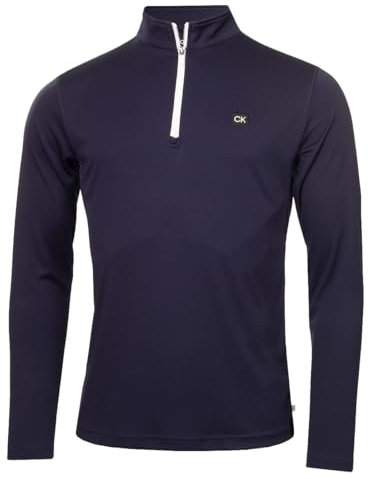 Calvin Klein Mens Westgate Half Zip Lightweight Sweater - Navy - M