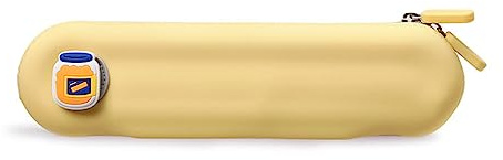 Mumuve Wasserdichtes Federmäppchen aus Silikon, für Kosmetikartikel, Make-up-Tasche, Cartoon-Stifttasche, Schule, Creme / Gelb, 21*5.5cm