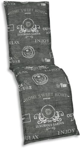 GO-DE Textil Bequeme und attraktive Polsterauflagen für Relaxliegen (Einzelset, Design: Stempel Anthrazit)