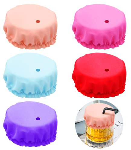 KIBBEH 10 Pack Anti-Spike Getränkeabdeckungen - Wiederverwendbare waschbare Stoffbecher Protektoren mit Strohhalmloch | Trinkschutz für Frauen & Mädchen in Bars, Clubs, Partys | Geschenk für