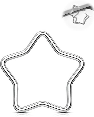 OUFER 16G Stern Daith Piercing Schmuck Titan G23 Ohrpiercing Daith Septum Piercing Hinged Segment Helix Cartilage Lobe Earring Piercing Jewelry 8 mm