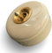 Vintage Ceramic Toggle Light Switch, Clotted Cream Porcelain with Brass Dolly, Surface Mounted