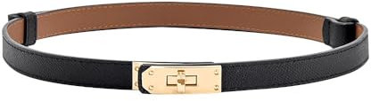 XFSRG Gürtel Damen Schmal Skinny Ledergürtel mit Gold Schnalle Mode Verstellbarer Taillengürtel Klassisch Dekorativen Belt für Jeans Hosen Kleider（Gold + Schwarz）