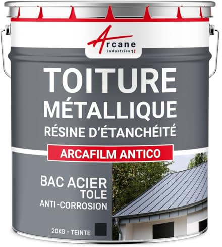 Membrana líquida para techos de chapa, Pintura impermeabilizante ARCAROOF ANTICO - 20 kg Negro Azulado - ARCANE INDUSTRIES