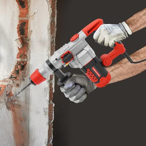 2200W Abbruchhammer, Multifunktions Elektrohammer, Schlagbohrhammer mit Staubschutzhaube, Vierkantbohrer, Elektro Schlagbohrmaschine, für Stahlbeton, Mauerwerk, Fliesen