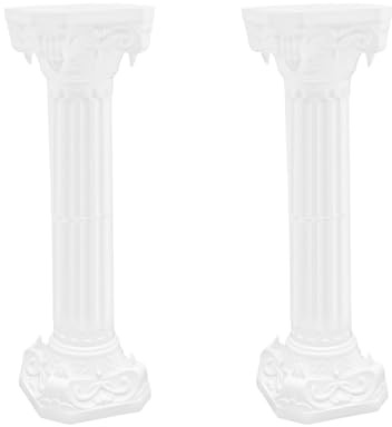 Bepritm Roman Column Set, Wedding White Plastic Roman Columns and Pillars, Greek Column Pillar Stand Event Pedestals for Flower Arrangements Wedding Party Event Decorative (2Pcs Style B)