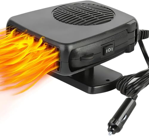Leaflai Chauffage de Voiture 12 V 150 W Ventilateur Chauffant Anti-buée avec poignée Ergonomique, Ventilateur Chauffant Portable pour Voiture à Brancher sur l'allume-Cigare pour Petits véhicules