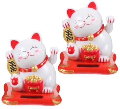 Toyvian 2stücke Solarbetriebene Winkende Katze Als Glückskatze-Statue Japanische Winkende Glückskatze Für Auto Und Zuhause Solar Katze Mit Winkenfunktion
