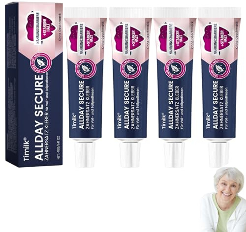 Timilk Allday Secure Zahnersatz Kleber, Timilk Haftcreme, prothesenkleber Extra Stark, Zahnprothesenkleber Für Zahnprothesen Schnelle, Ganztägiger Halt für Ober-Unter-Oder Teilprothesen (4)