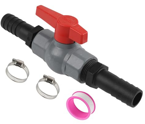 Gettimore PVC Kugelhahn mit Schlauchanschluss 1 Zoll und 1 14 Zoll Absperrventil Pool Bewässerungs- und Rohrleitungssysteme inklusive Schlauchschellen und Dichtband